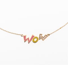 Maria Kotsoni Collana contemporanea in oro giallo 18k con diamanti e smalto giallo rosa