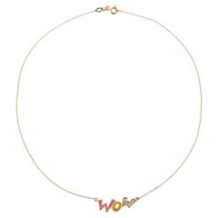 Maria Kotsoni Collana contemporanea in oro giallo 18k con diamanti e smalto giallo rosa