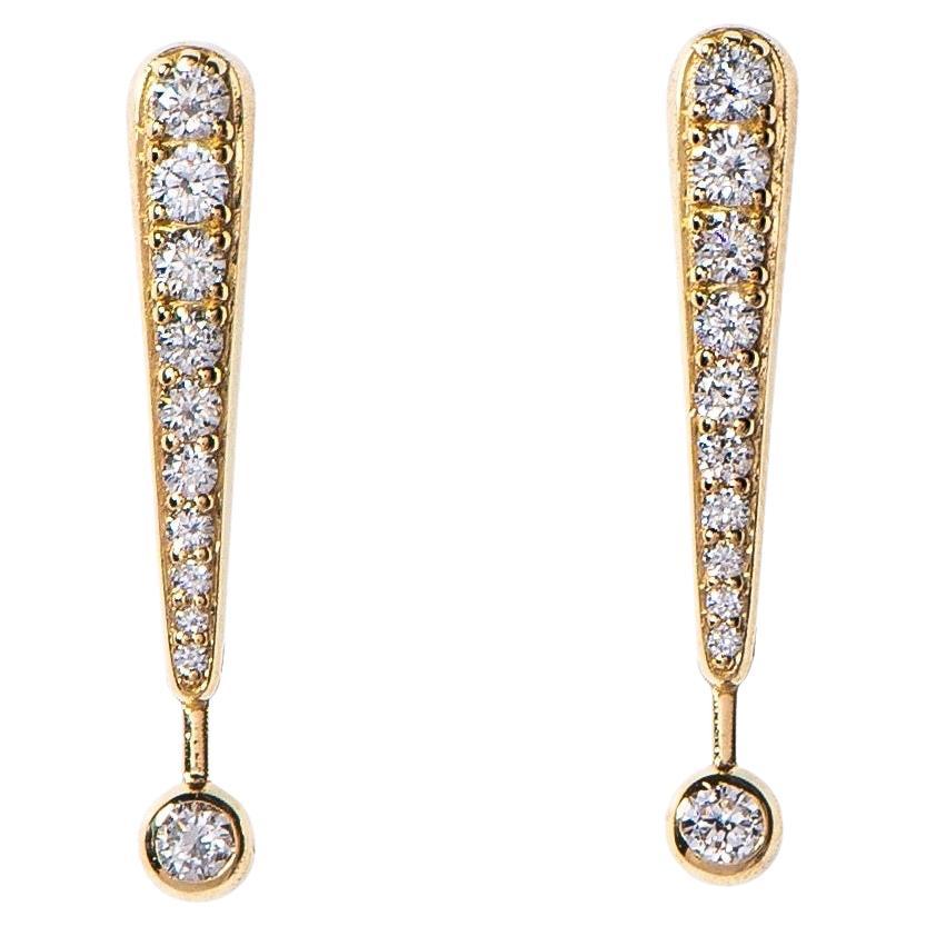 Maria Kotsoni-contemporary 18k Gold and diamond Exclamation Mark drop earrings For Sale