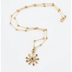 Maria Kotsoni- Contemporary 18kt Gold, Rubie and Coloured Gemstone Sun Pendant