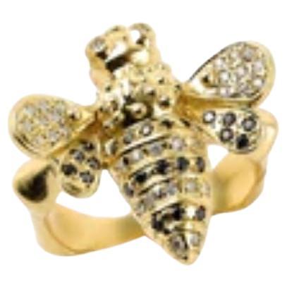 Maria Kotsoni, Contemporary Hand Sculpted 18k Gold Diamond Flying Bee Ring For Sale