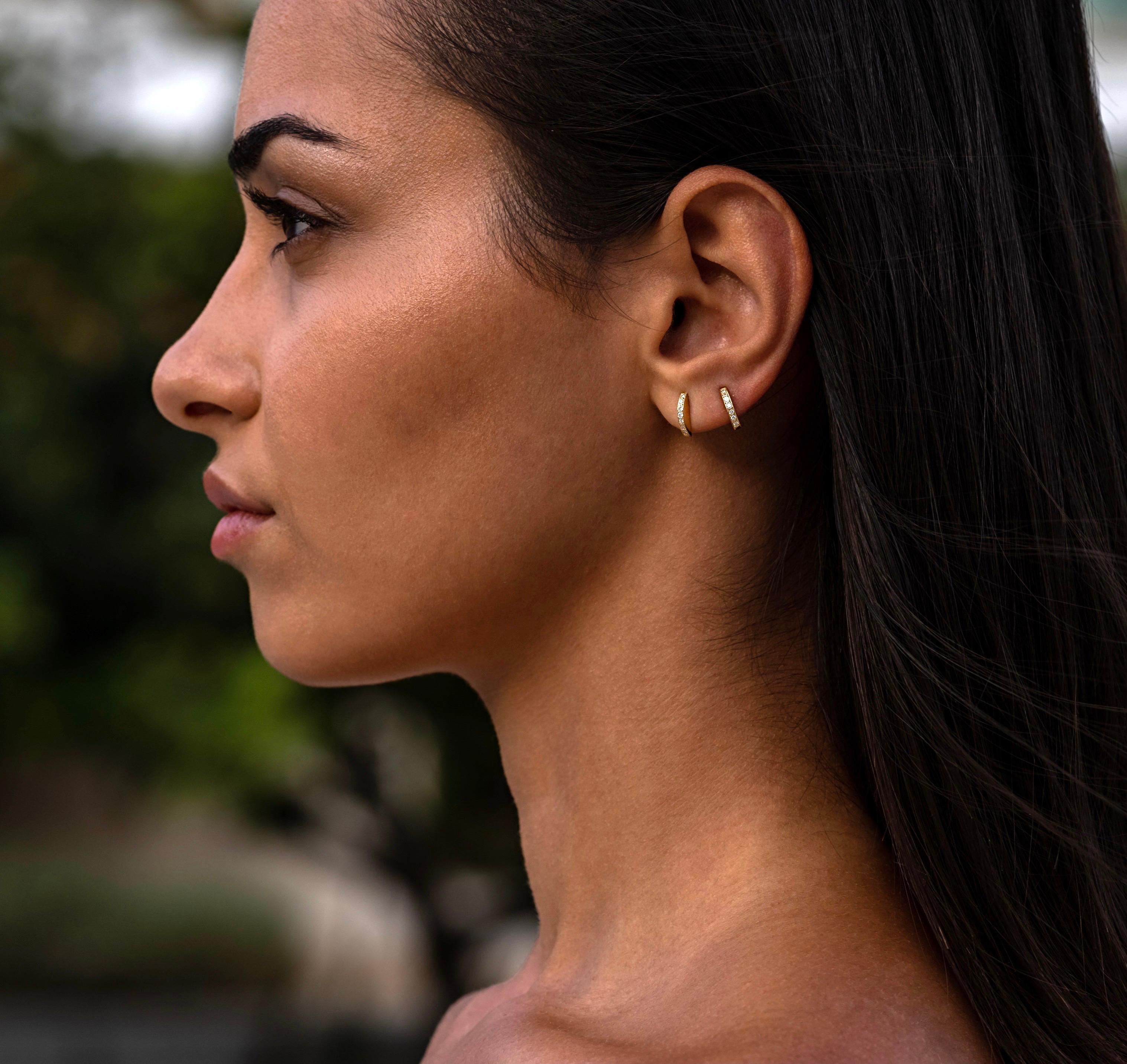 Women's or Men's Maria Kotsoni, Contemporary Sculptural 18K Yellow Gold & Diamond Stud Earrings For Sale
