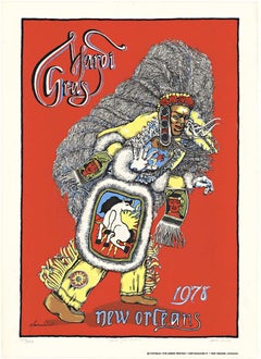 Retro Original Mardi Gras New Orleans 1978 festival serigraph poster