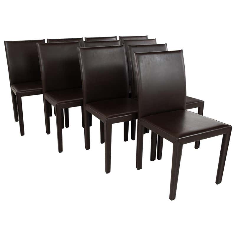 Aged leather cattleman's club sofa Leather Dining Chairs Set Of 4 - 799 For Sale on 1stDibs