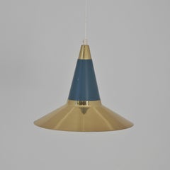 Maria Lindeman Pendant Model 51185 MS in Blue & Brass, Idman 1950s