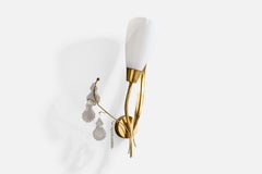 Maria Lindeman, Wall Light, Brass, Glass, Finland, 1950s