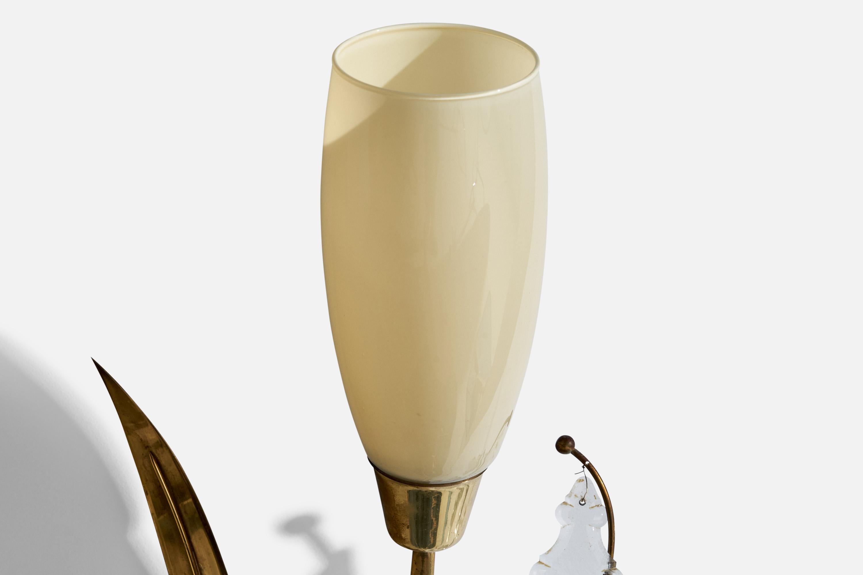 Finnish Maria Lindeman, Wall Light, Brass, Glass, Finland, 1950s For Sale