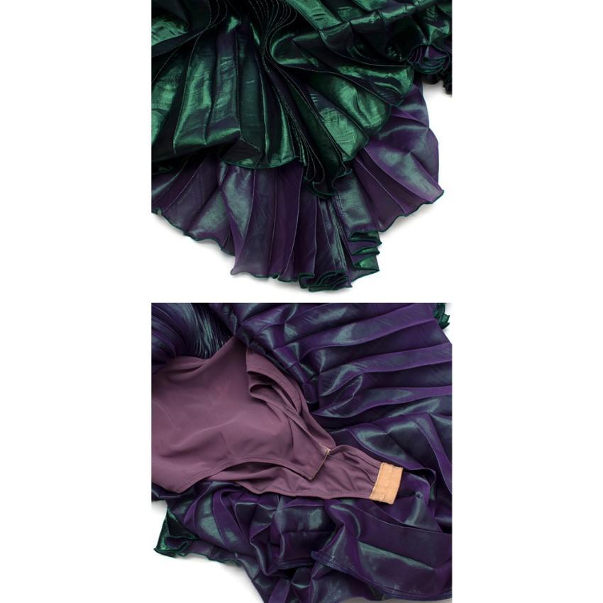 Maria Lucia Hohan Iridescent Green&Purple Pleated Maxi Dress - US 6 For Sale 5