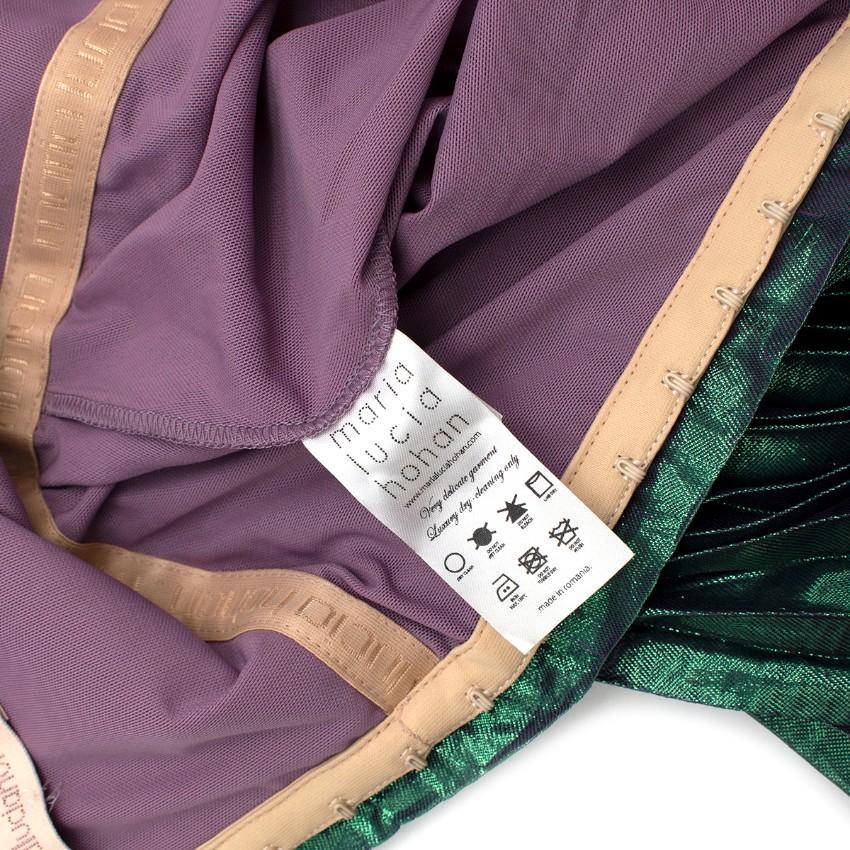 Women's Maria Lucia Hohan Iridescent Green&Purple Pleated Maxi Dress - US 6 For Sale
