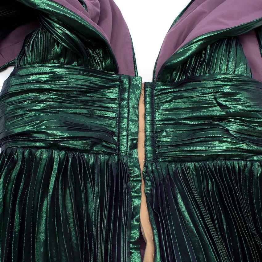 Maria Lucia Hohan Iridescent Green&Purple Pleated Maxi Dress - US 6 For Sale 2
