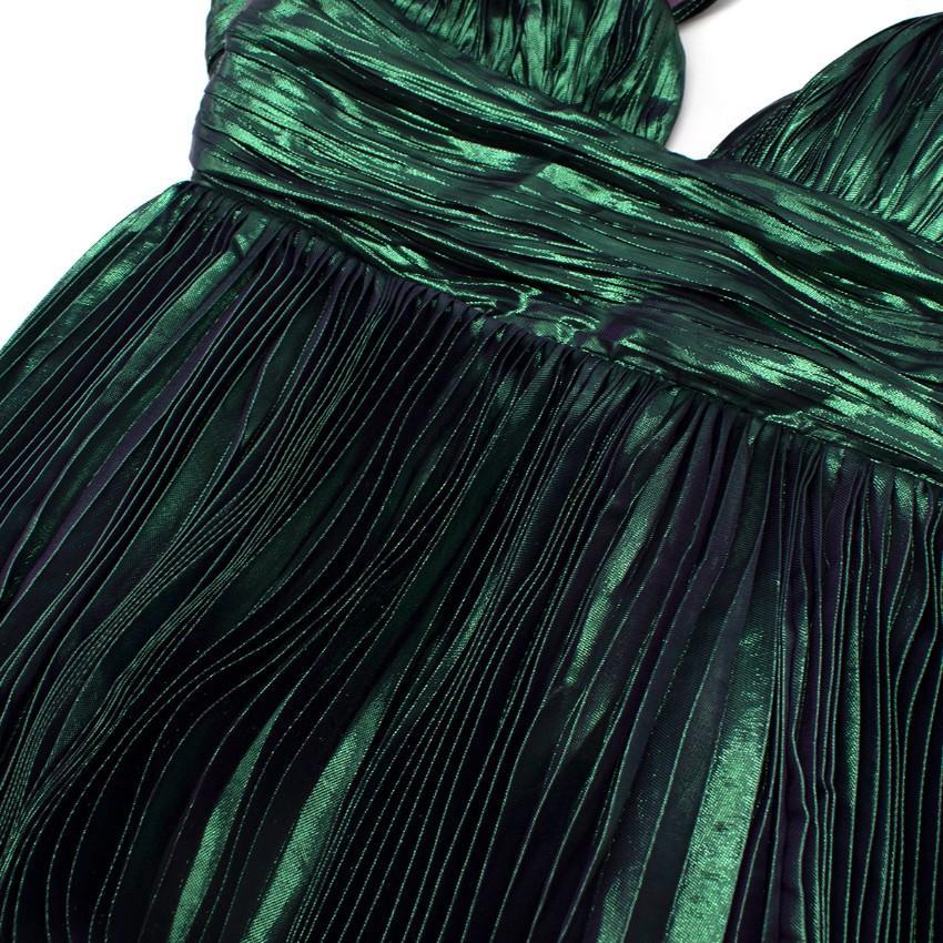 Maria Lucia Hohan Iridescent Green&Purple Pleated Maxi Dress - US 6 For Sale 4