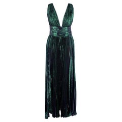 Maria Lucia Hohan Iridescent Green&Purple Pleated Maxi Dress - US 6
