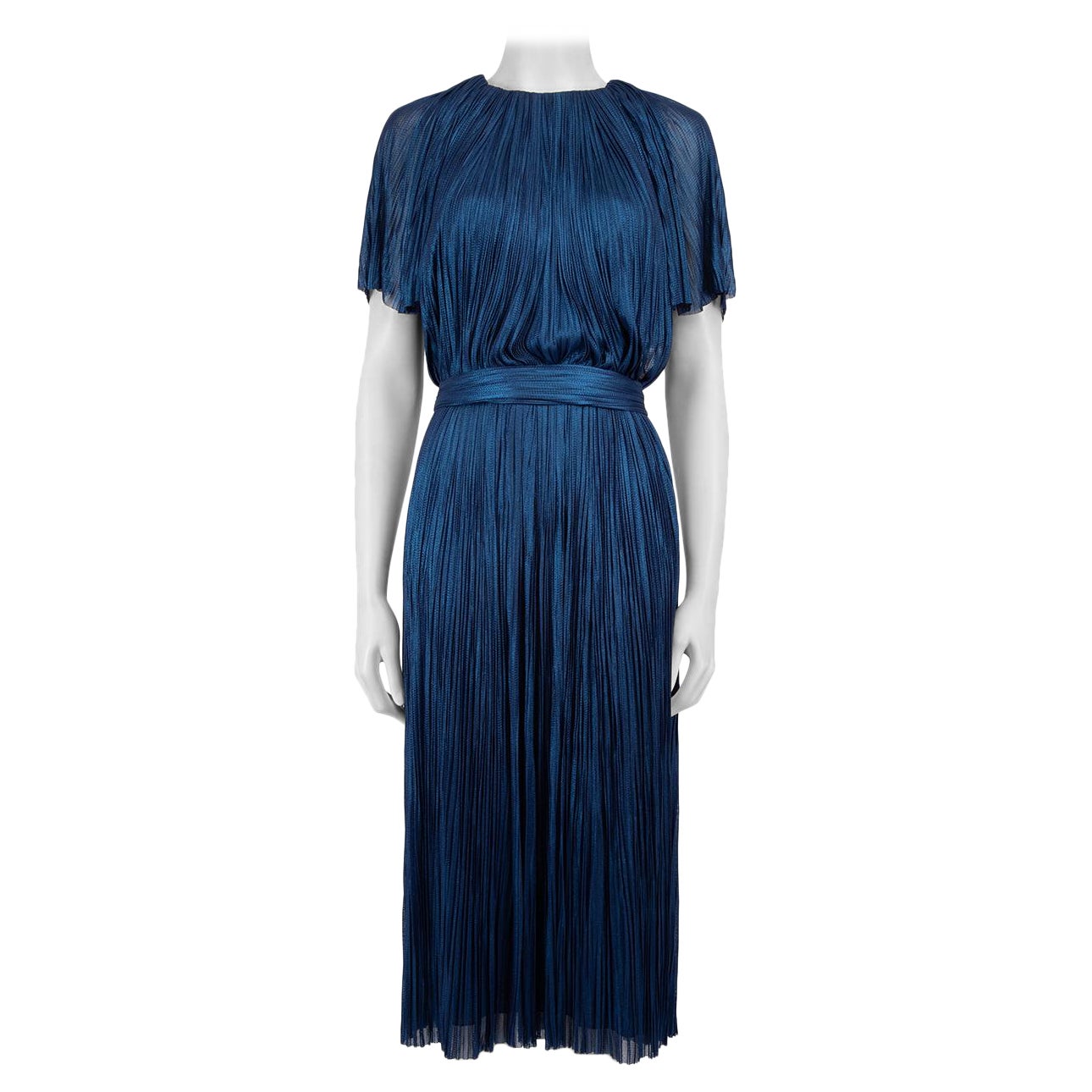 Maria Lucia Hohan Navy Silk Plisse Maxi Gown Size S