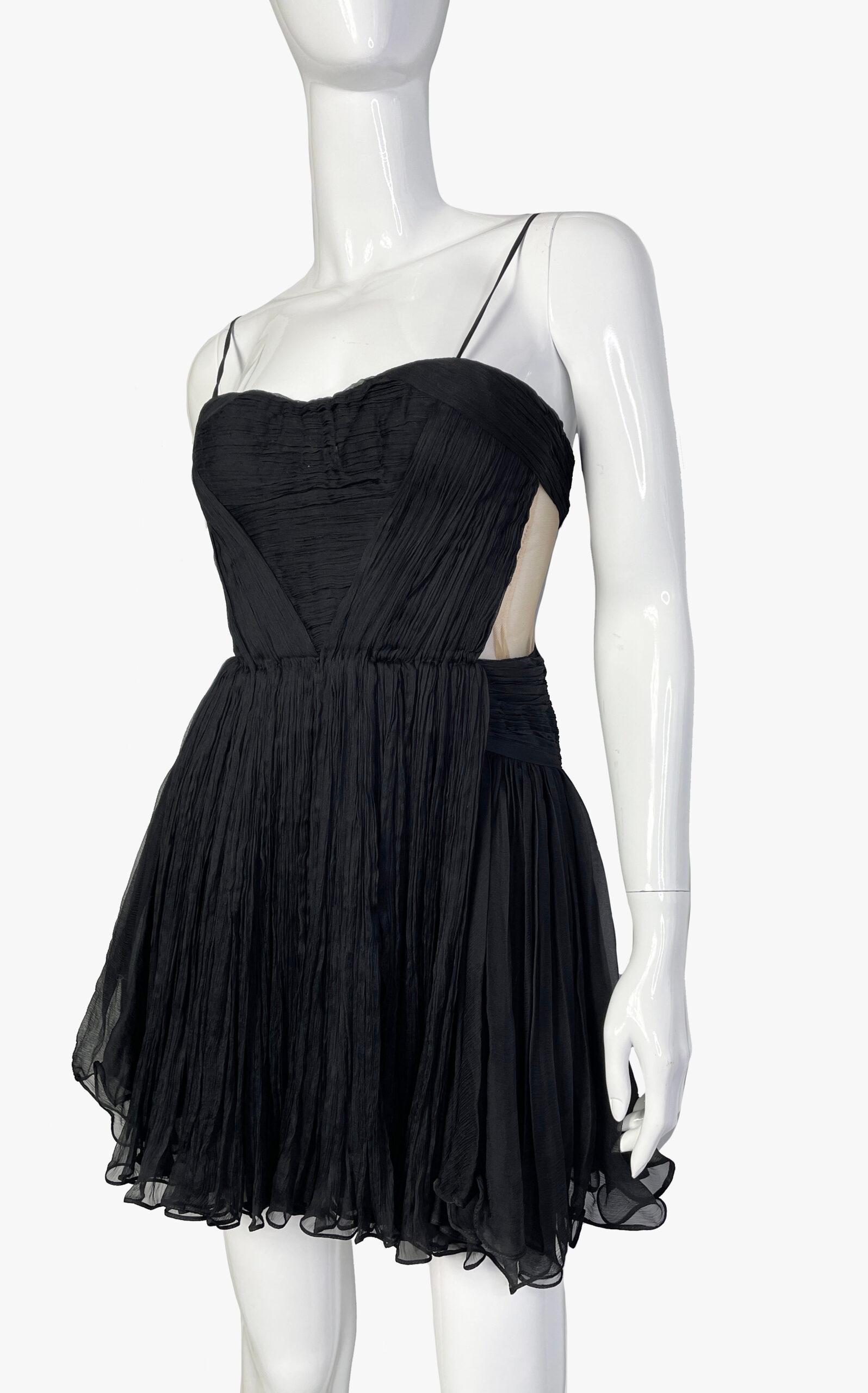 Pleated fabric texture, straps, transparent inserts on the sides.

There is a bodysuit sewn inside the dress.

Fastens with hooks on the back

Size – S

Measurements

Length – 62 cm

Waist – 62 cm

From armpit to armpit – 35 cm

Condition – very
