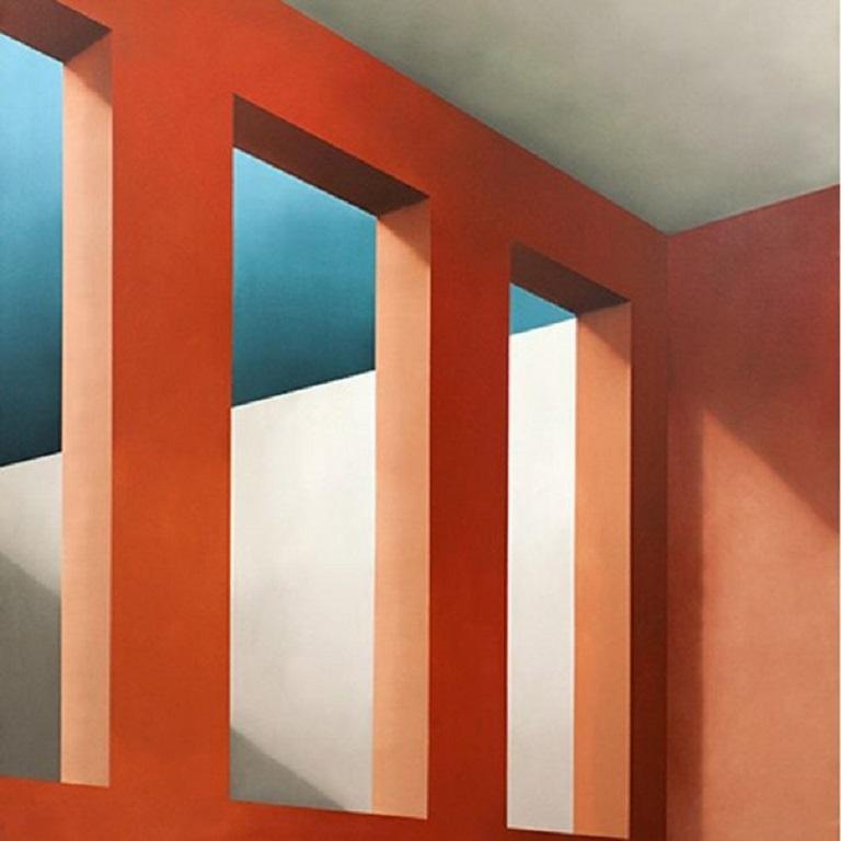 Habitación Con Tres Ventanas - Painting by María Luisa de Mendoza