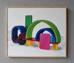 Architektonische Malerei mit Spielzeugblöcken und Heydar Aliyev Center Inspiration