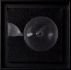 Pop Surreal Bubble Gum Balloon Codom Oil Framed Painting on Black Background