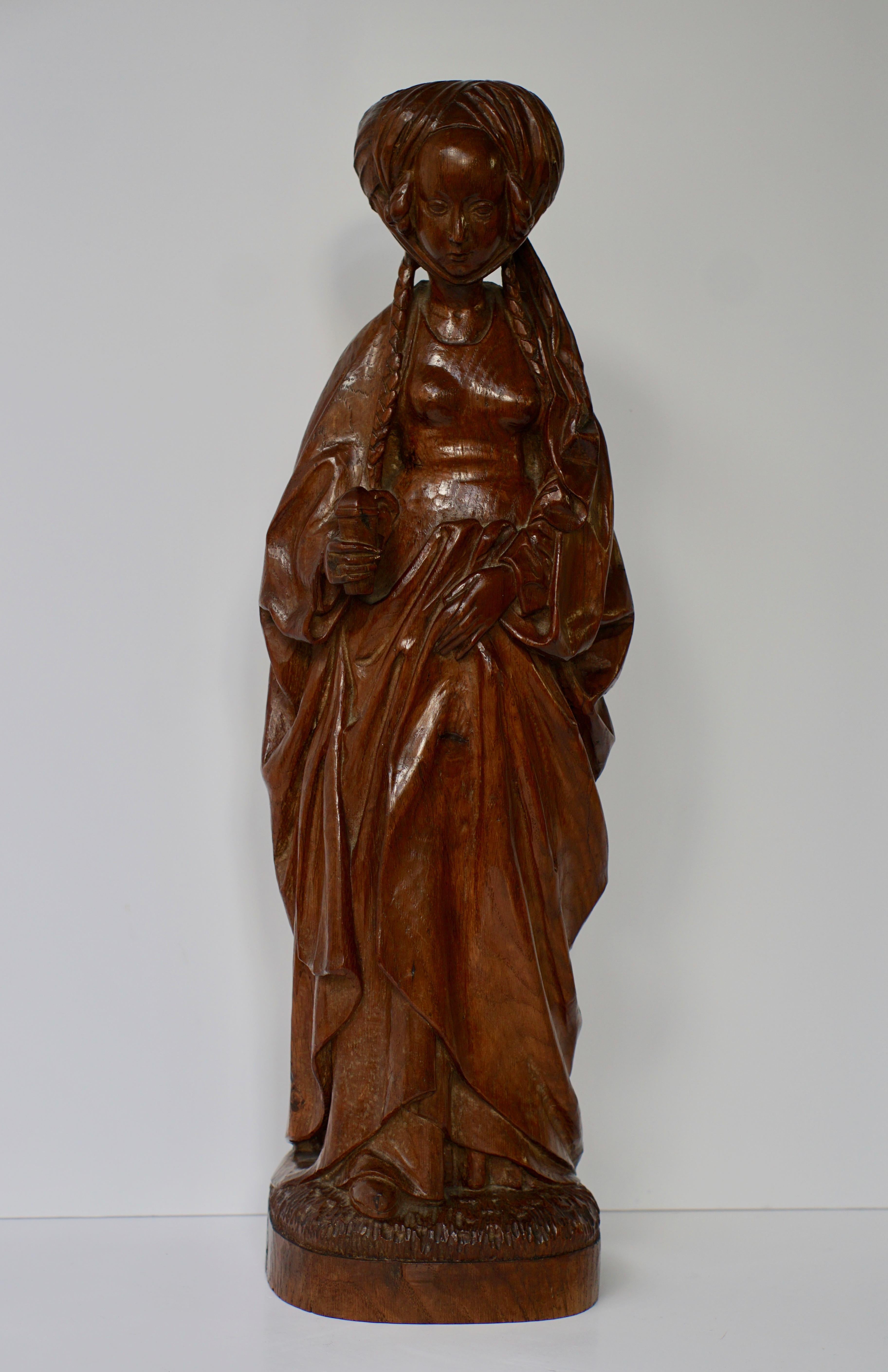 Maria Magdalena Carved Sculpture in Oak 3