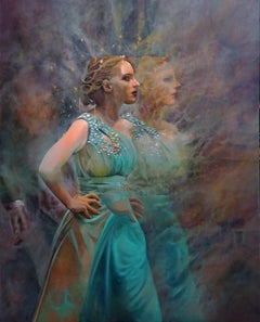 Sua Maestà la Musa pittura figurativa per interni verde menta successo femminile amore