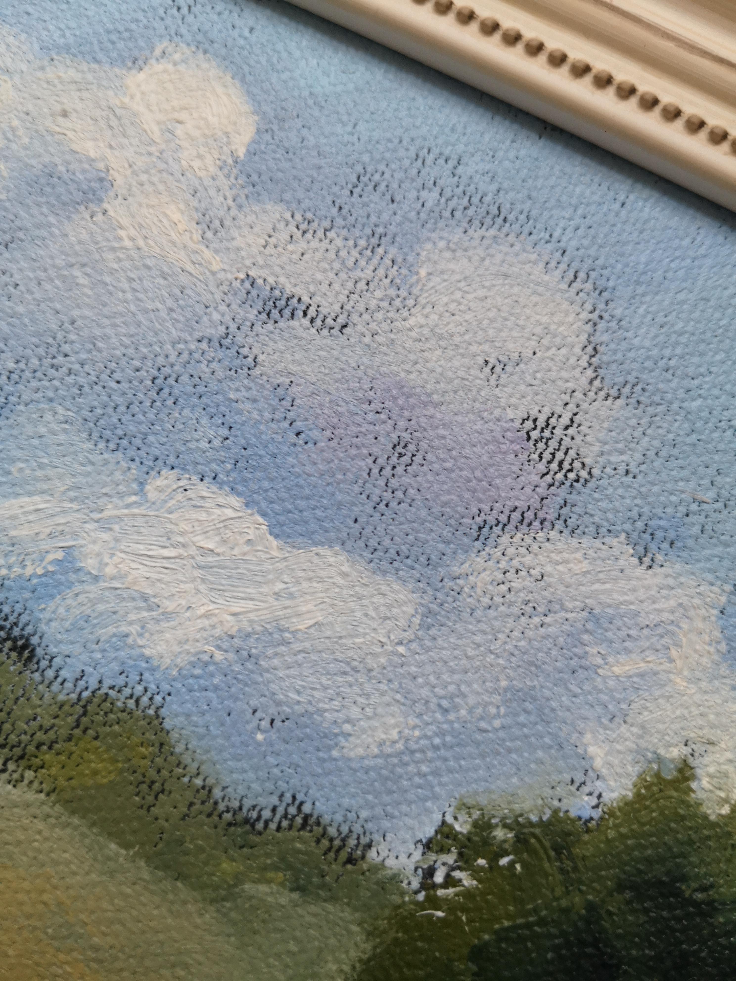 SUMMER TIME BLISS Plainair pintura al óleo Naturaleza paisaje campo Día soleado - Landscape Painting Gris de Maria Matveyeva