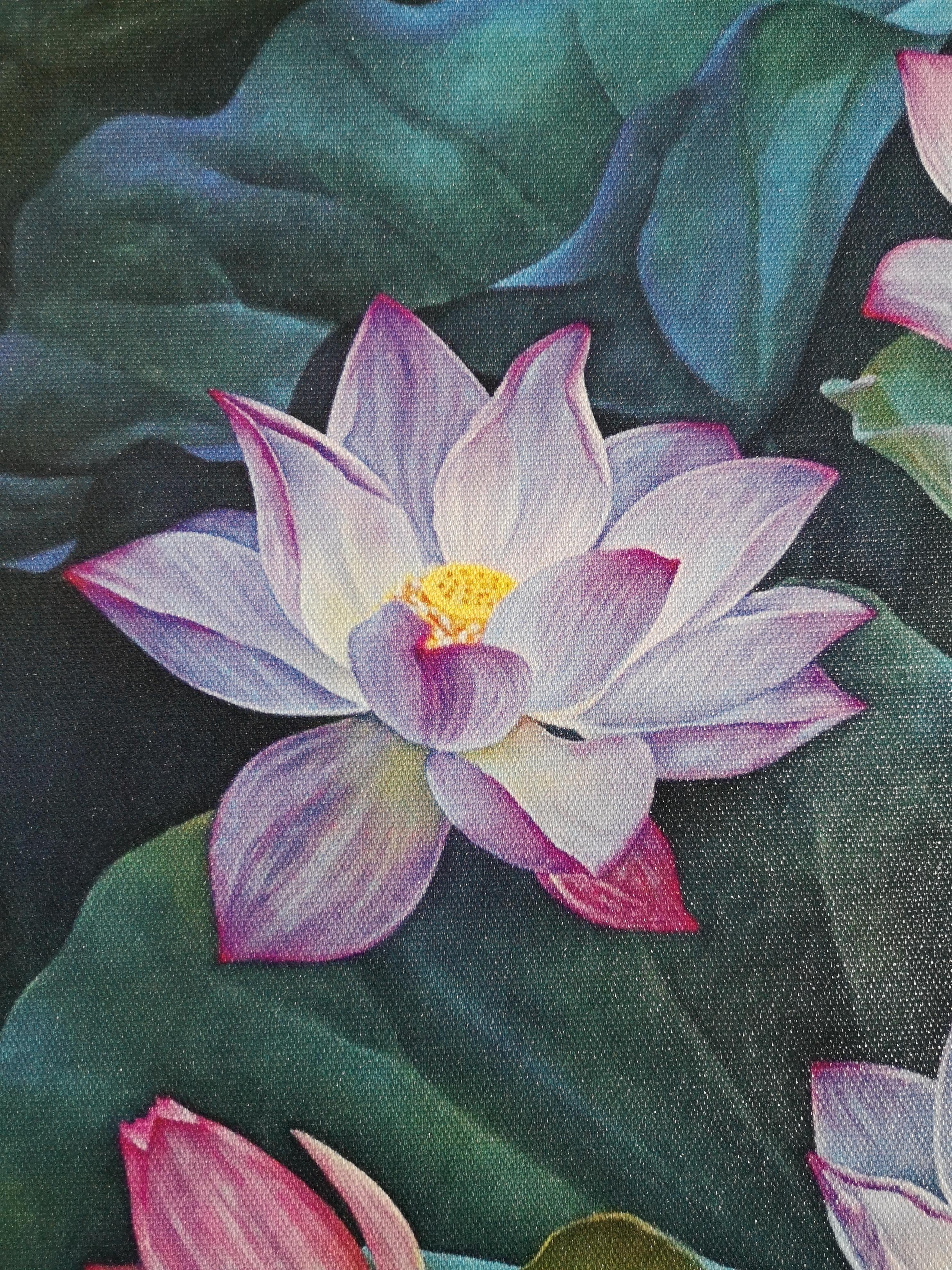 STÄRKE. REBIRTH. REINIGEN. Lotosblumen. Innenraum-Blumendruck von Maria Matveyeva im Angebot 10