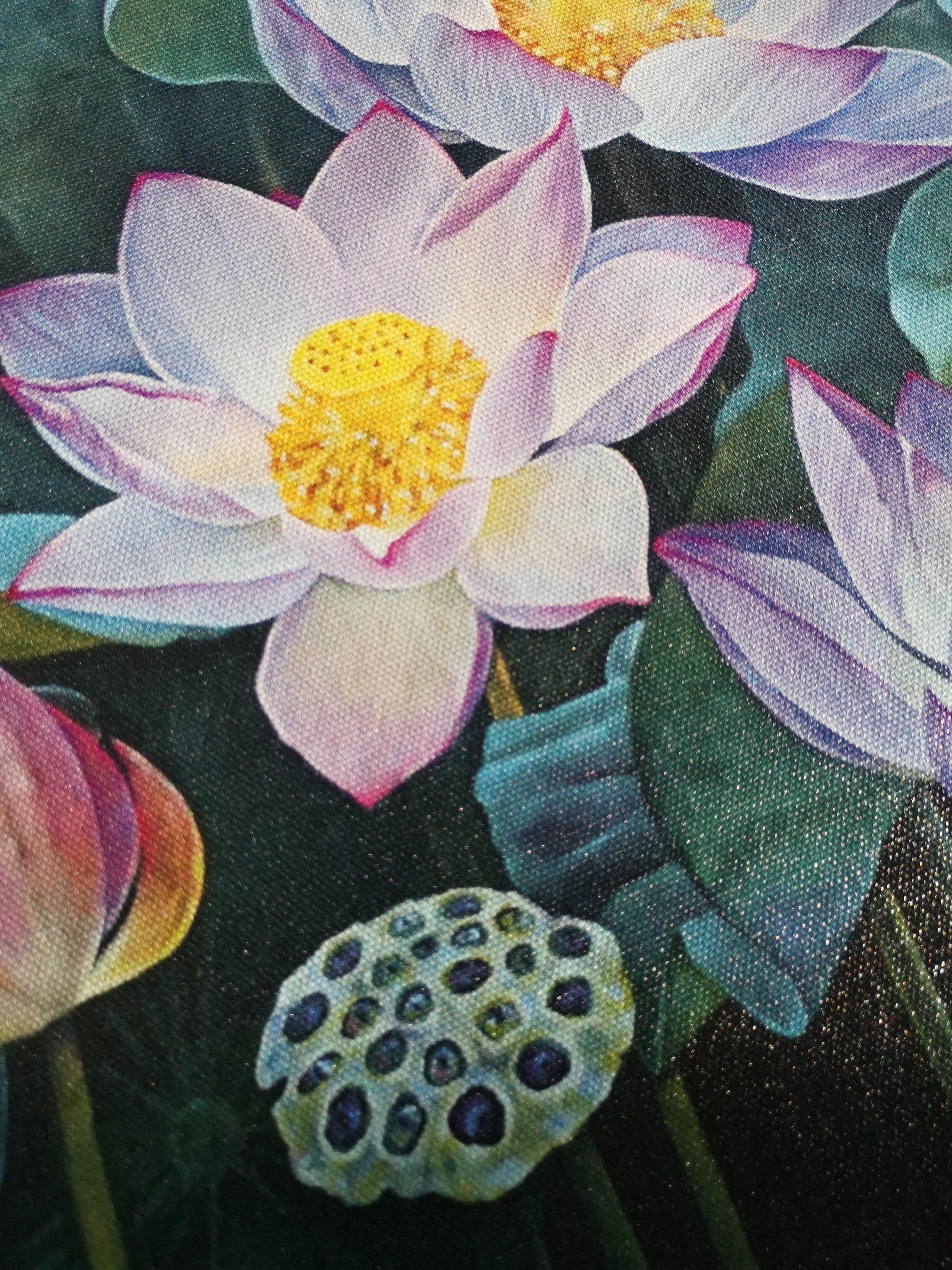 STÄRKE. REBIRTH. REINIGEN. Lotosblumen. Innenraum-Blumendruck von Maria Matveyeva im Angebot 12