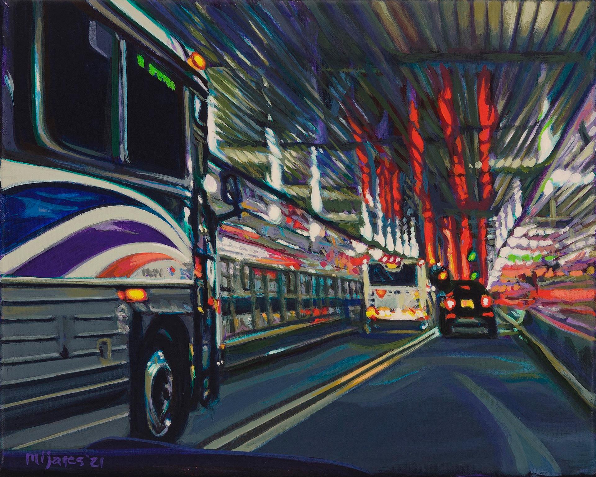 Maria Mijares Figurative Painting - Lincoln Tunnel (Bus)