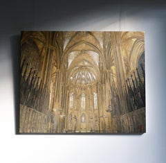 Barcelona Cathedral - 24k Gold and Minerals, Architecture, Gothic, Realism