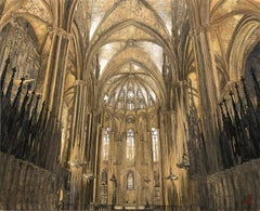 Barcelona Cathedral - 24k Gold and Minerals, Architecture, Gothic, Realism