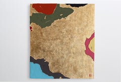 Furaha Mbili - Japanese Gold Leaf and Minerals, 3D Textured Abstract Painting