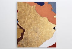 Furaha Moja - Japanese Gold Leaf and Minerals, 3D Textured Abstract Painting