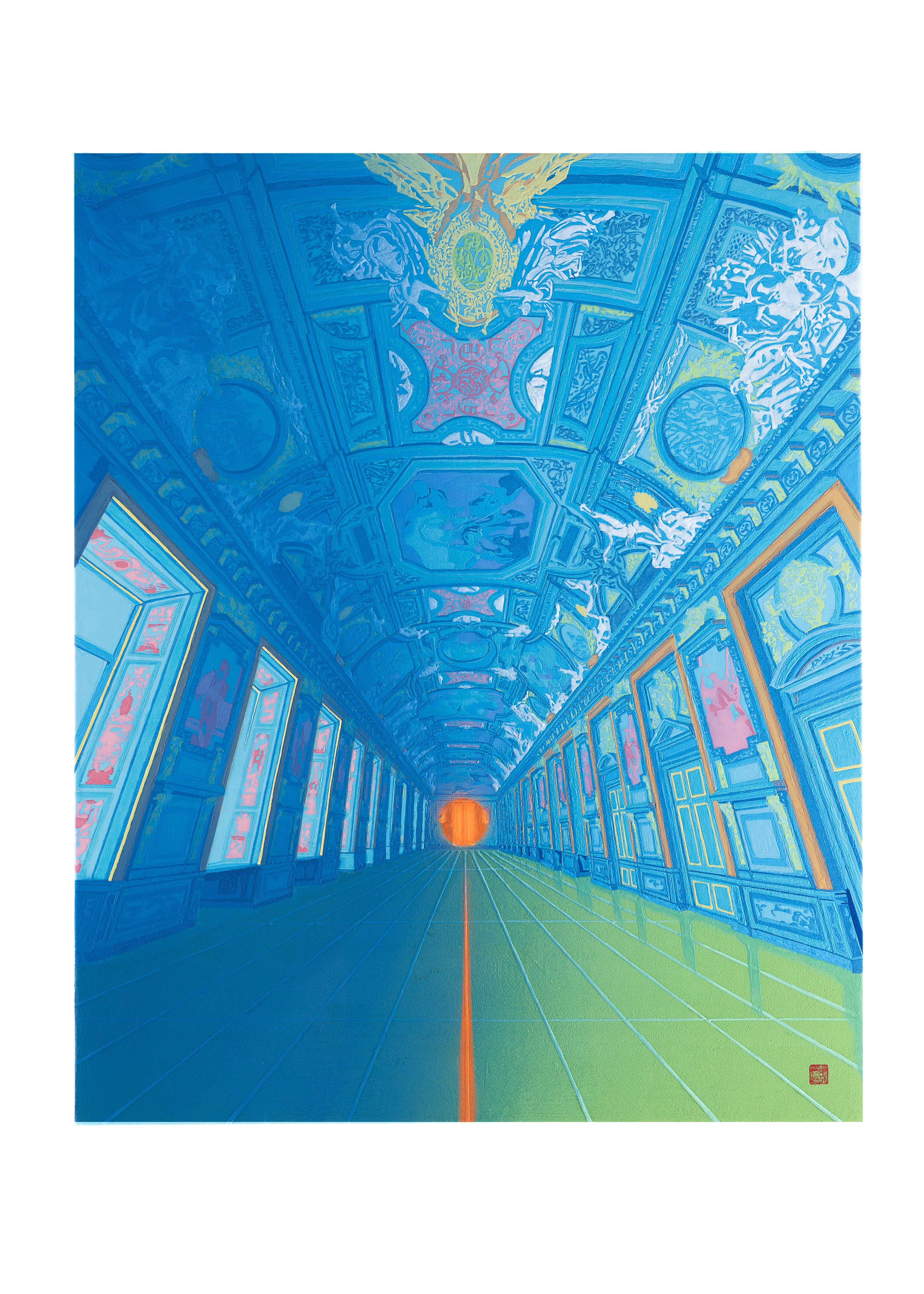 La flèche du temps - identités entre les deux, peinture de pierres minérales et semi-précieuses - Painting de Maria Mitsumori