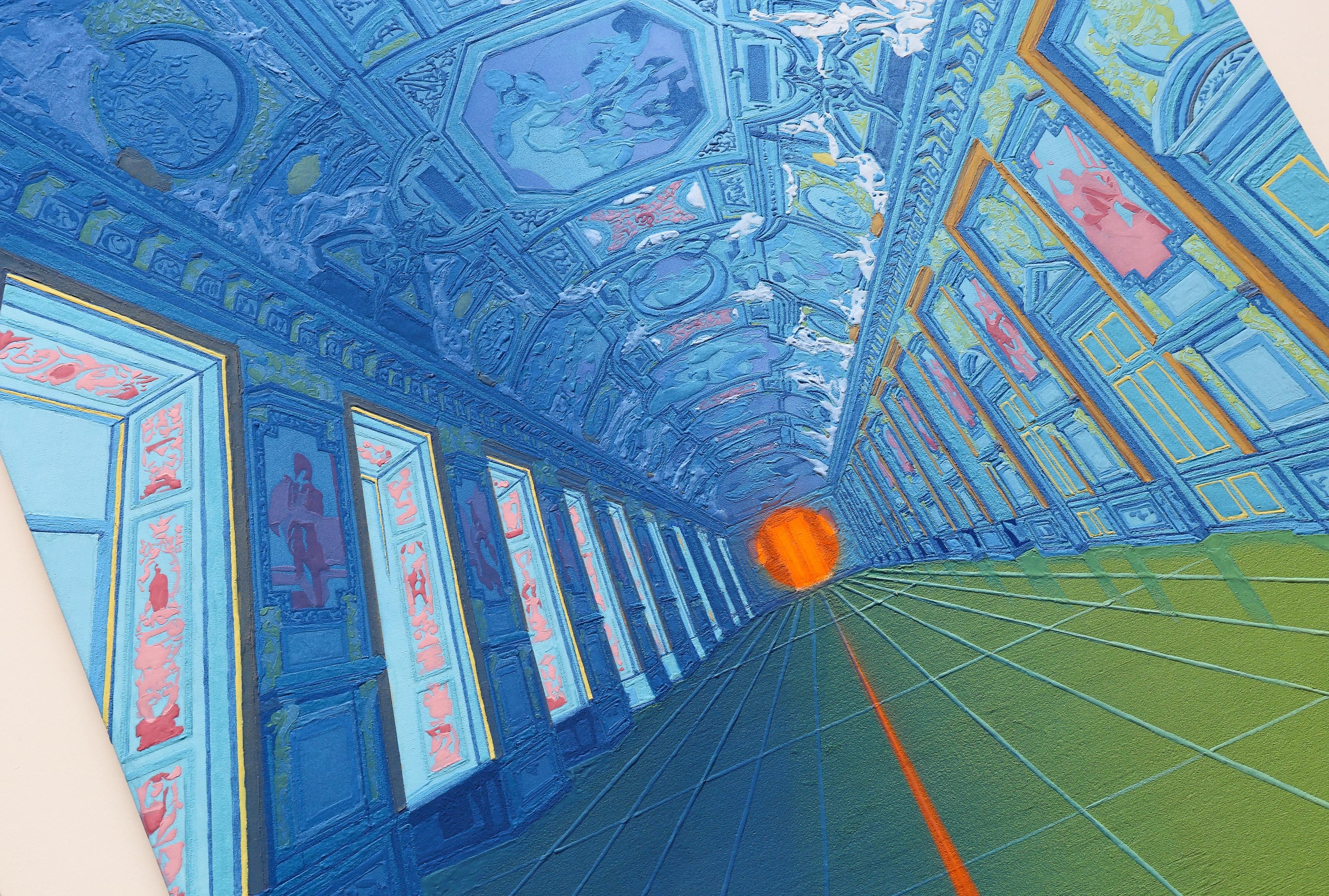 La flèche du temps - identités entre les deux, peinture de pierres minérales et semi-précieuses en vente 1