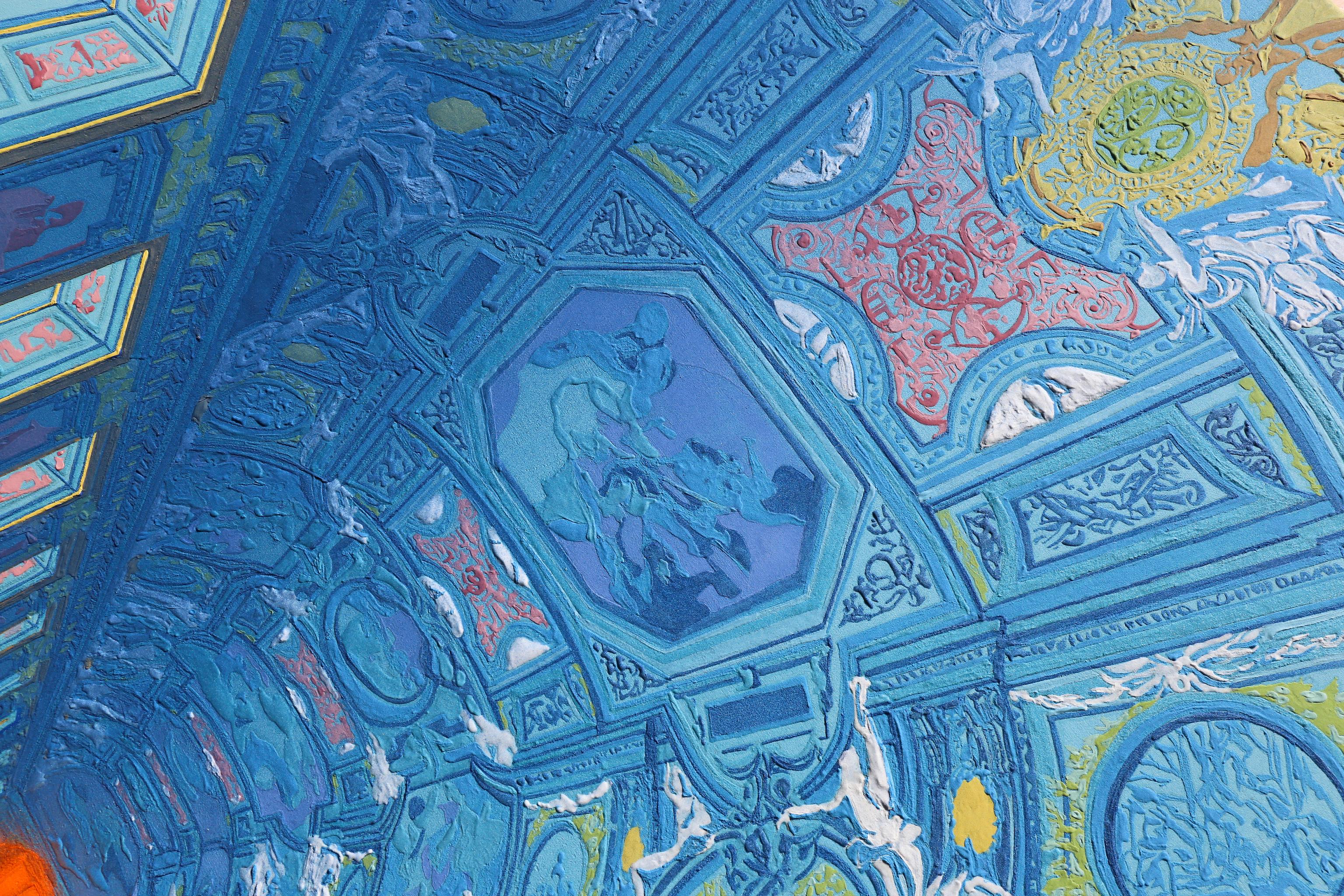 La flèche du temps - identités entre les deux, peinture de pierres minérales et semi-précieuses en vente 2