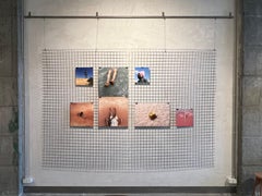 Body full of salt and pink water, lagoon, pop art, surreal photography.