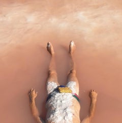 Used Body full of salt and pink water, lagoon, pop art, surreal photography.