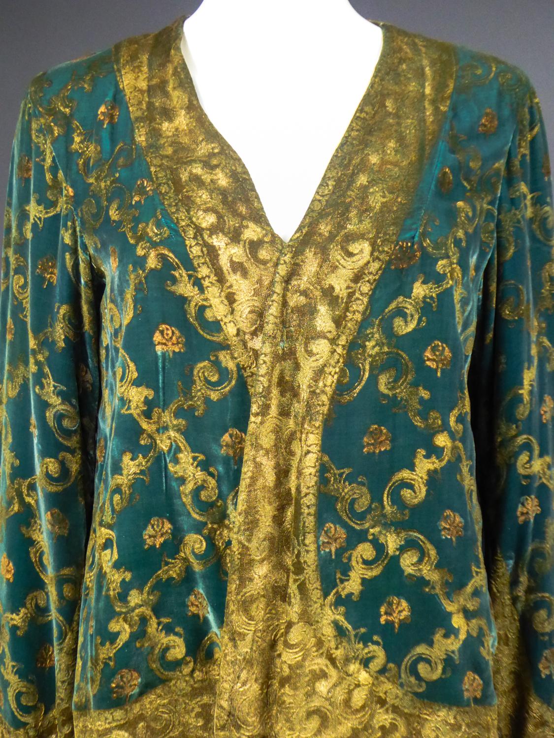 Brown Maria Monacci Gallenga Evening Jacket in Gold Painted Velvet Circa 1930