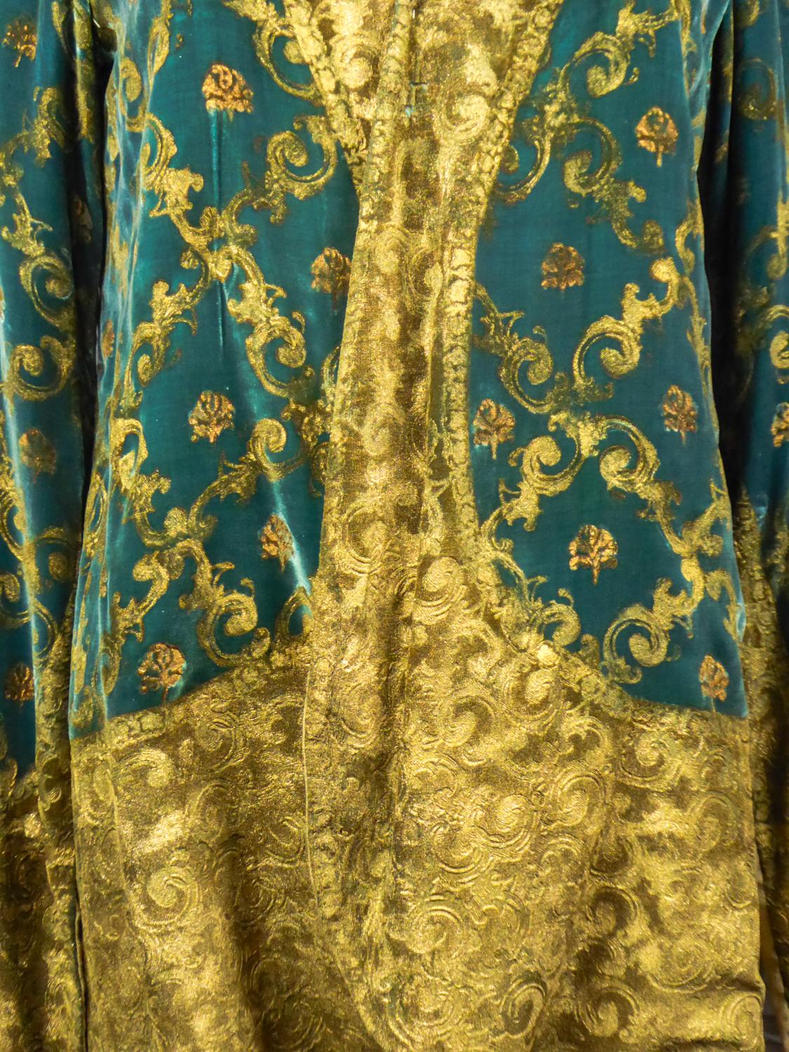 Maria Monacci Gallenga Evening Jacket in Gold Painted Velvet Circa 1930 In Excellent Condition In Toulon, FR