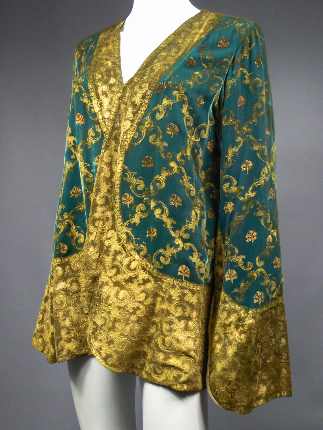 Maria Monacci Gallenga Evening Jacket in Gold Painted Velvet Circa 1930 1