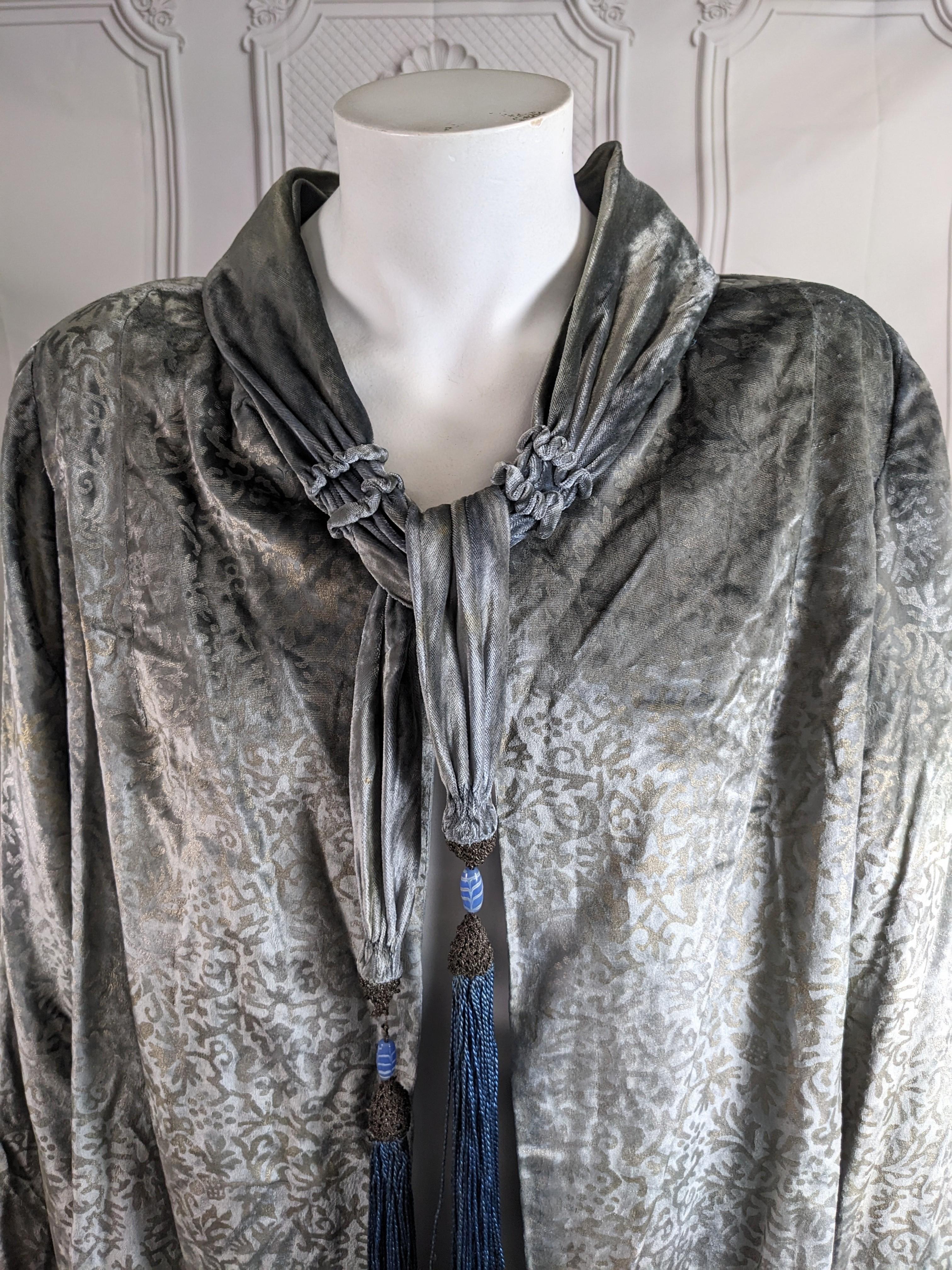 Chaqueta de noche de terciopelo Maria Monaci Gallenga, años 20 Gris en venta