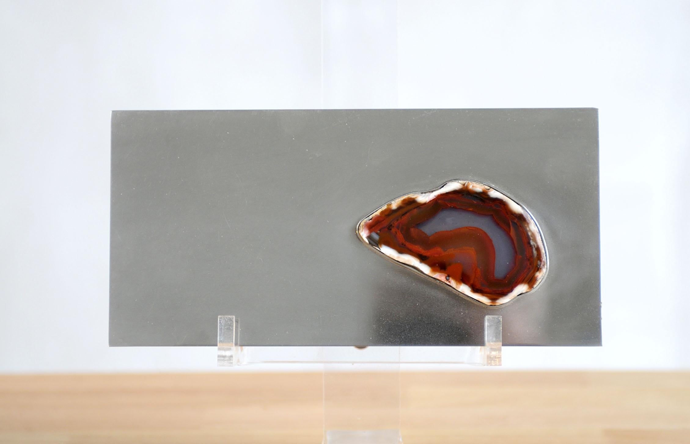 Français Maria Pergay, boîte en métal et agate, France, 1970 en vente