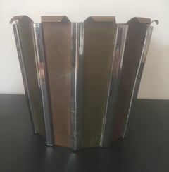 Maria Pergay Brass and Chromed Metal Flower Pot, French, 1970