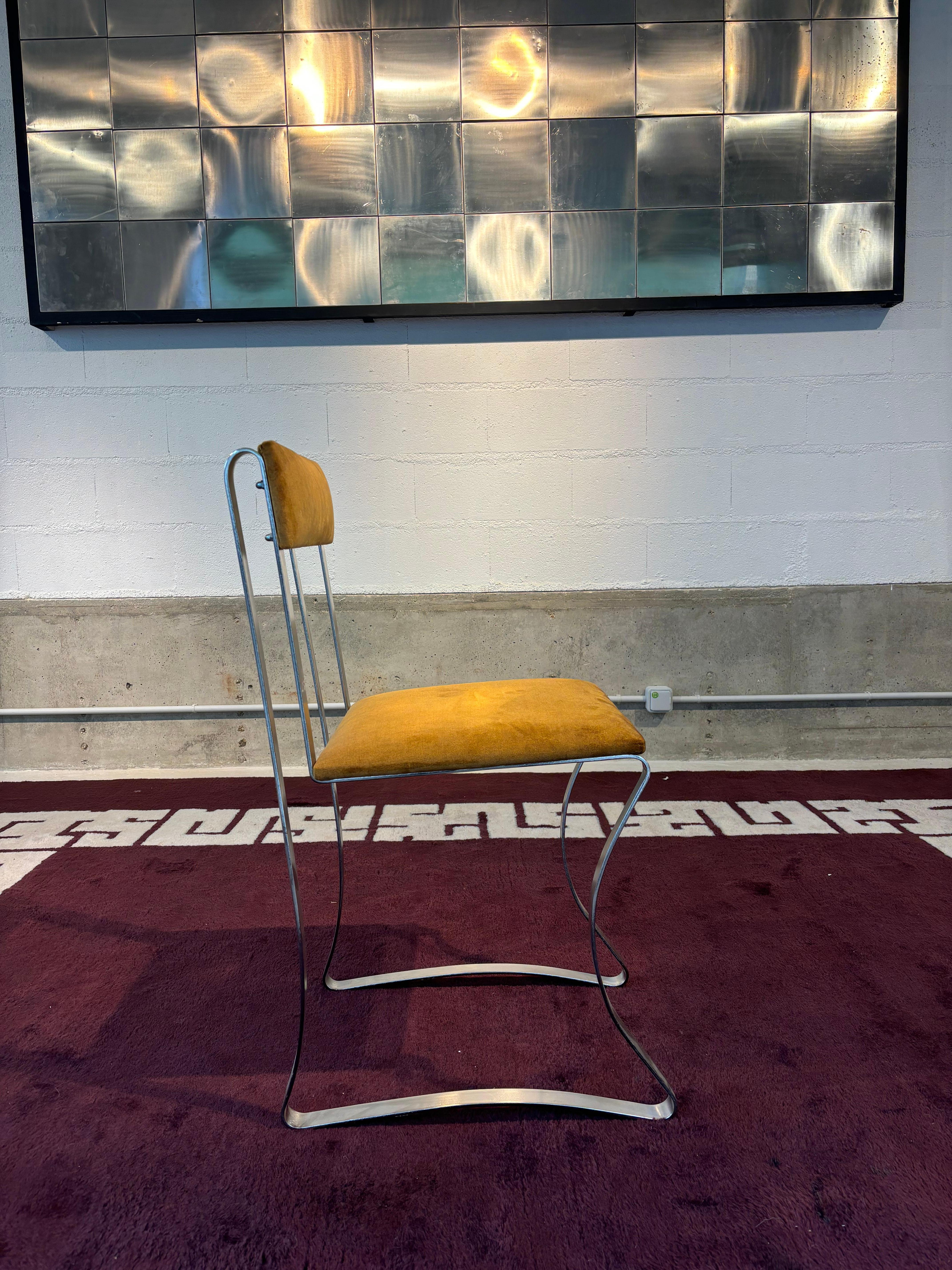 Rare set of chairs by MariaPergay with a new ulphostery in mohair. 
