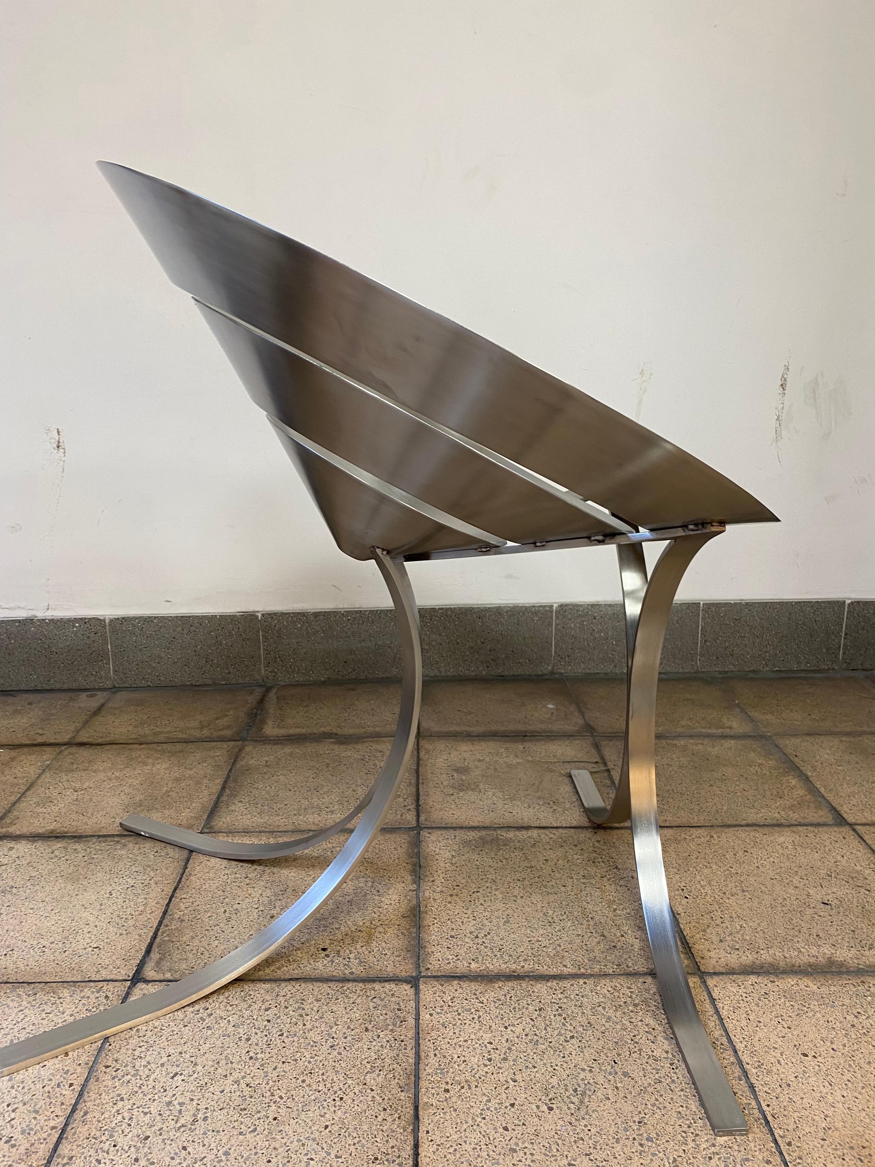 Stainless Steel Maria Pergay Chaise Anneaux / Ring Chair, 1968  For Sale