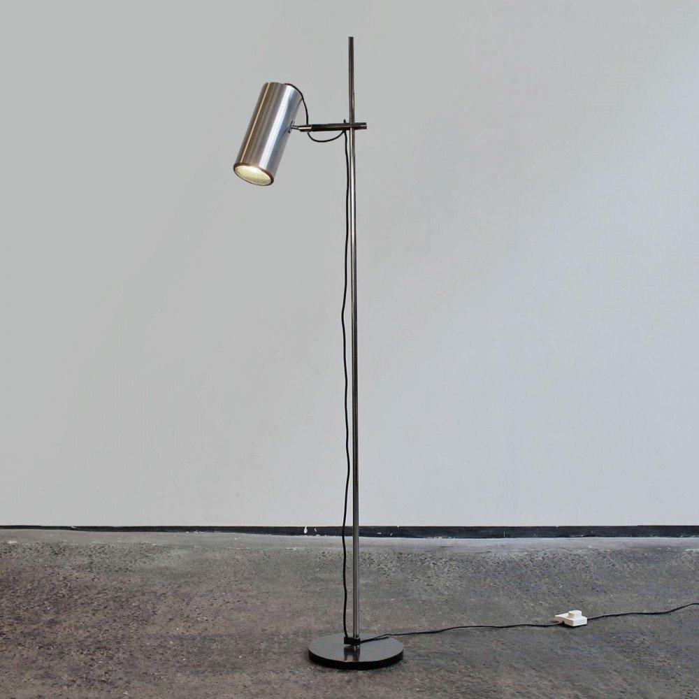 In good working condition and fully authentic, a very unique and even rare stainless steel chrome floor lamp from 1968, a design by the French furniture designer Maria Pergay.
