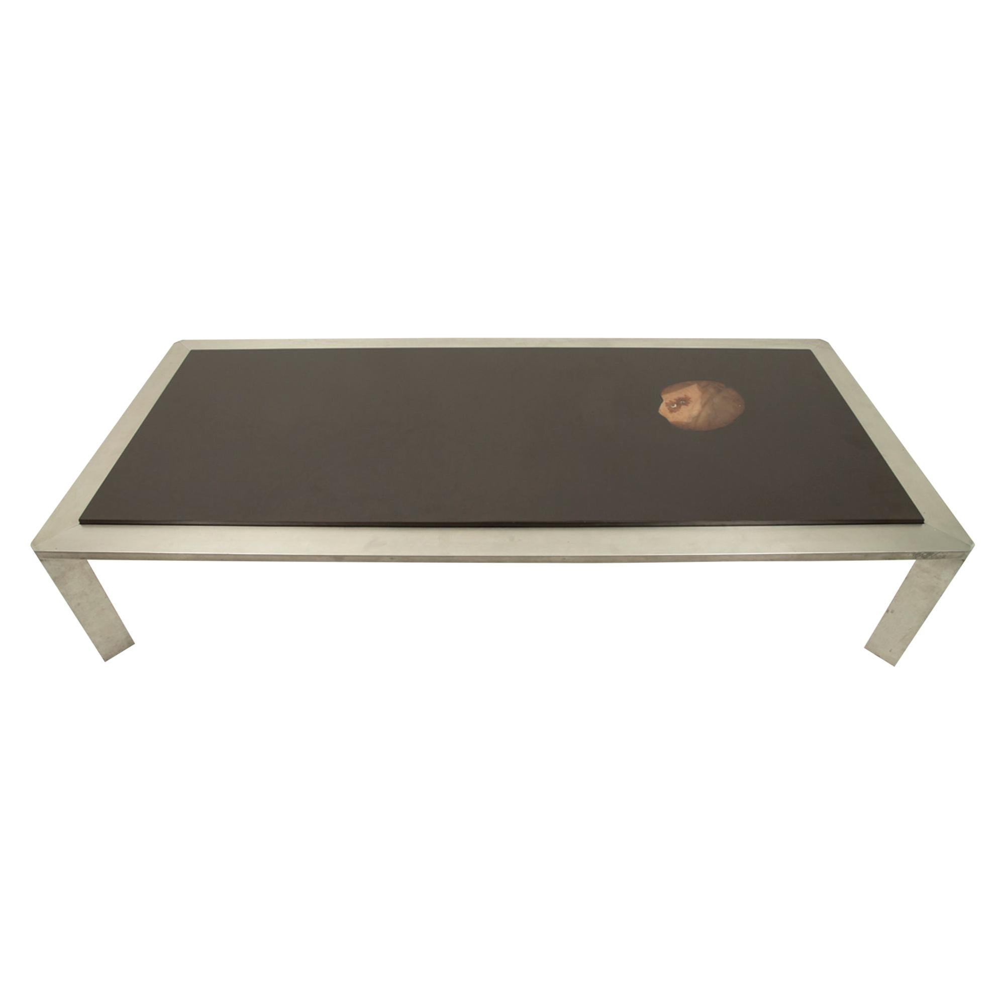 Maria Pergay "Geode" Cocktail Table in Stainless Steel For Sale