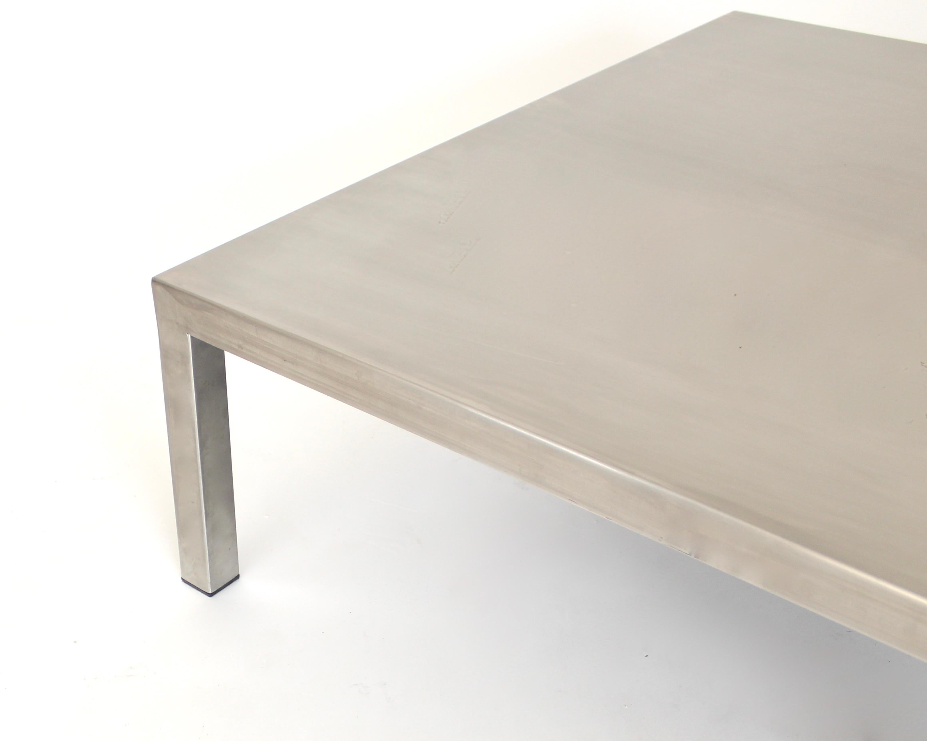 Maria Pergay Large Square French Stainless Steel Coffee Table, circa 1970 5