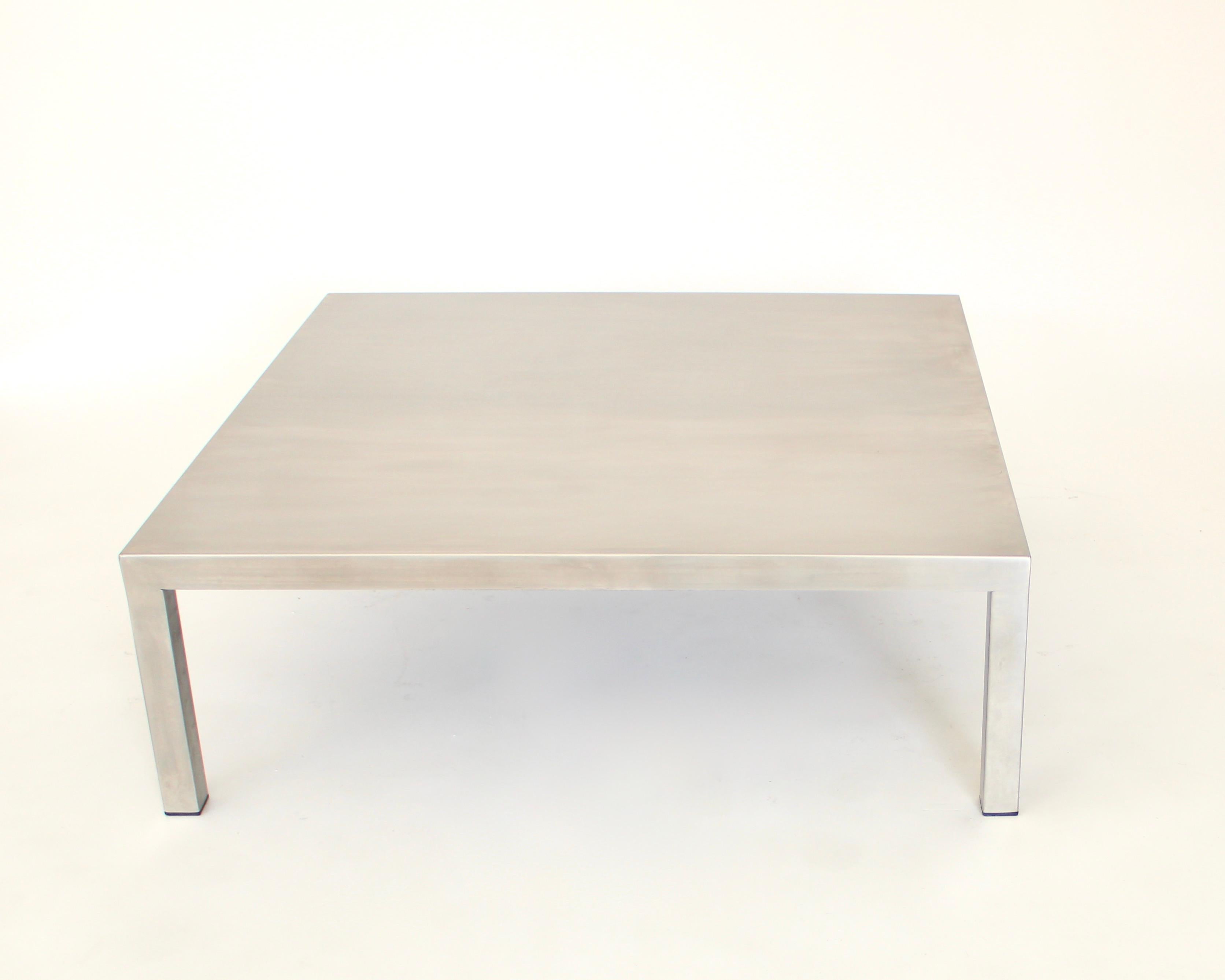Maria Pergay Large Square French Stainless Steel Coffee Table, circa 1970 In Good Condition In Chicago, IL