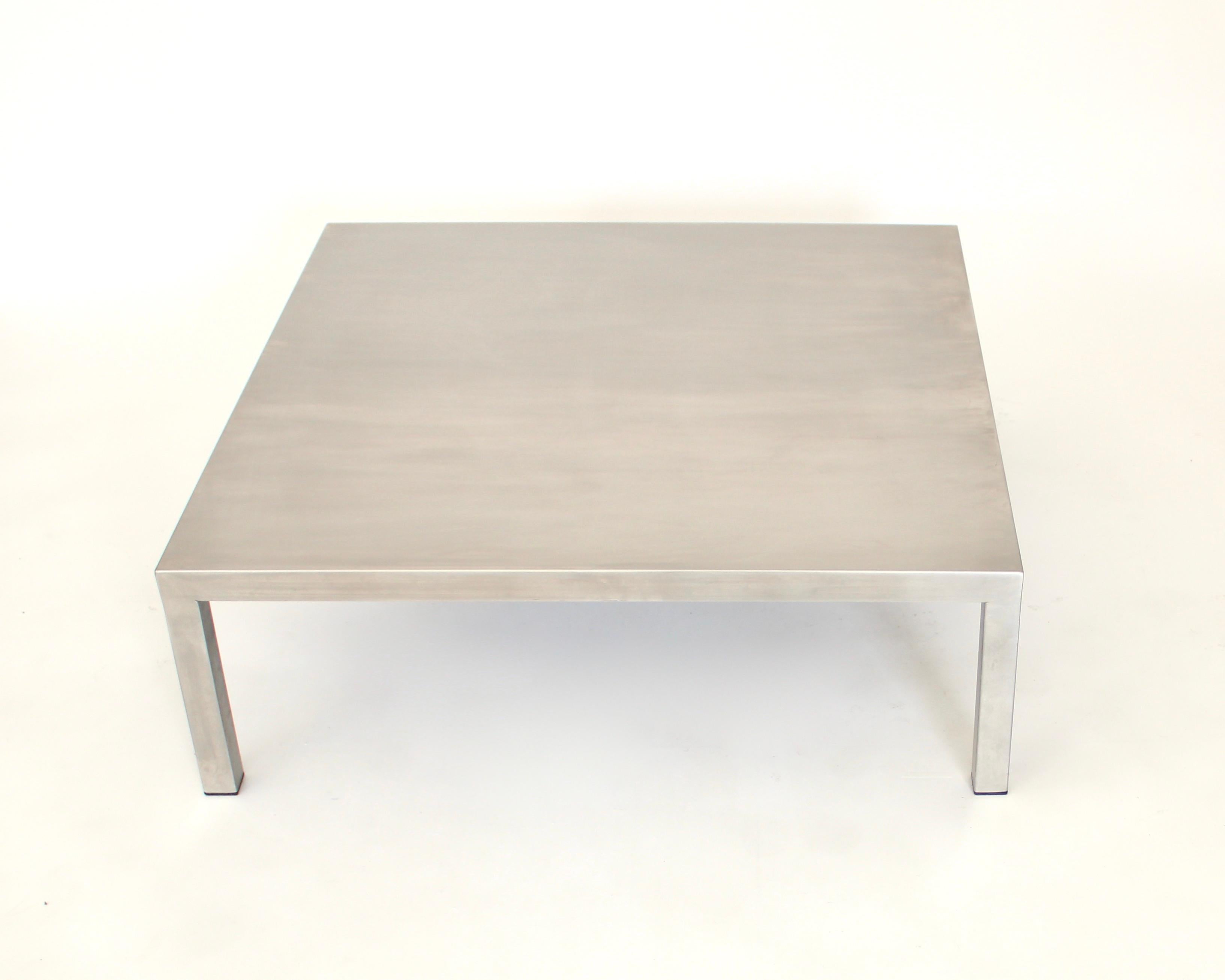 Late 20th Century Maria Pergay Large Square French Stainless Steel Coffee Table, circa 1970