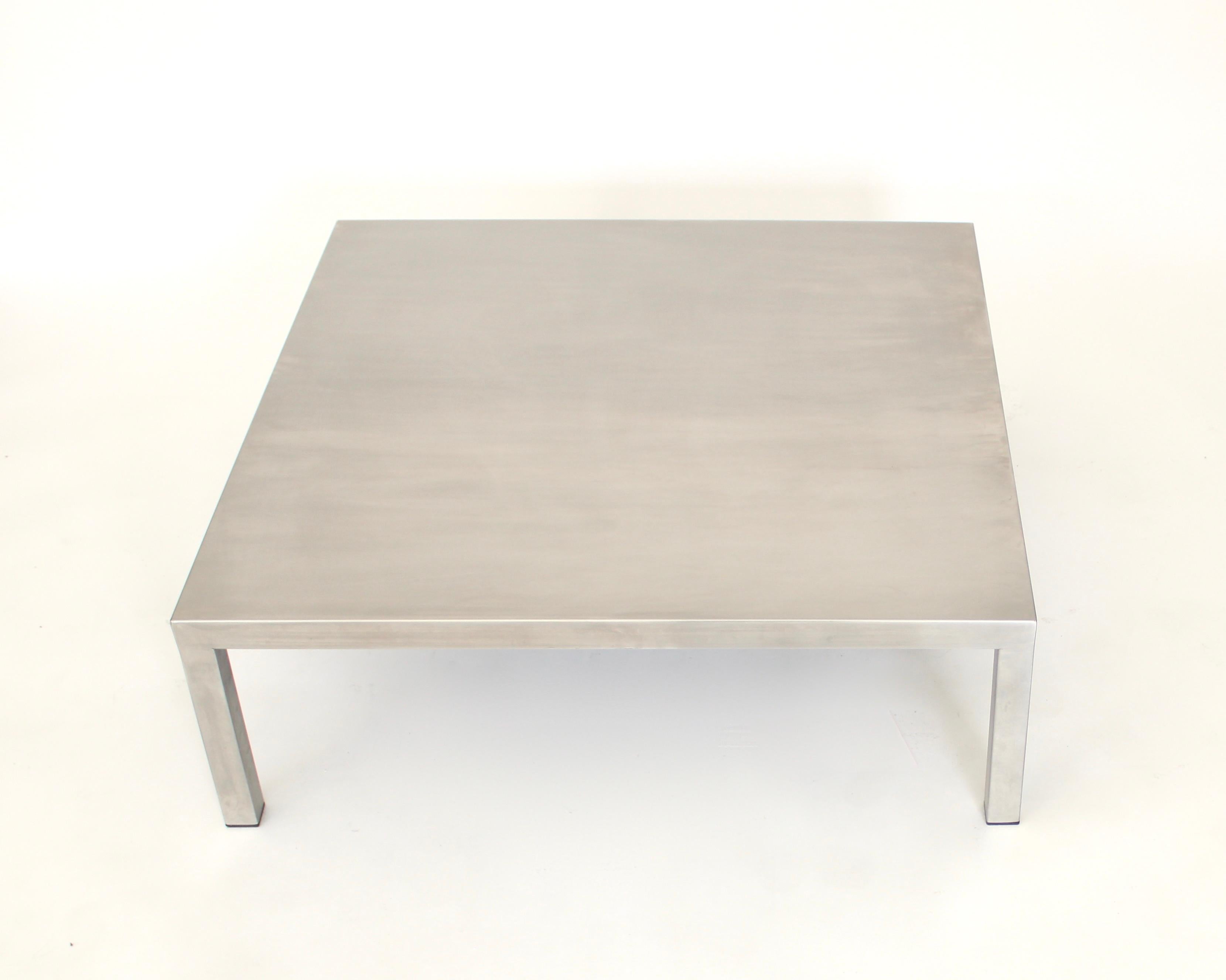 Maria Pergay Large Square French Stainless Steel Coffee Table, circa 1970 1